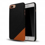 Wholesale iPhone 8 / 7 Cool Striped Armor PU Leather Case (Black Brown)